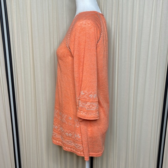 MOLLORELLO- CORAL EMBROIDERED TUNIC BLOUSE SIZE SMALL - Picture 6 of 9